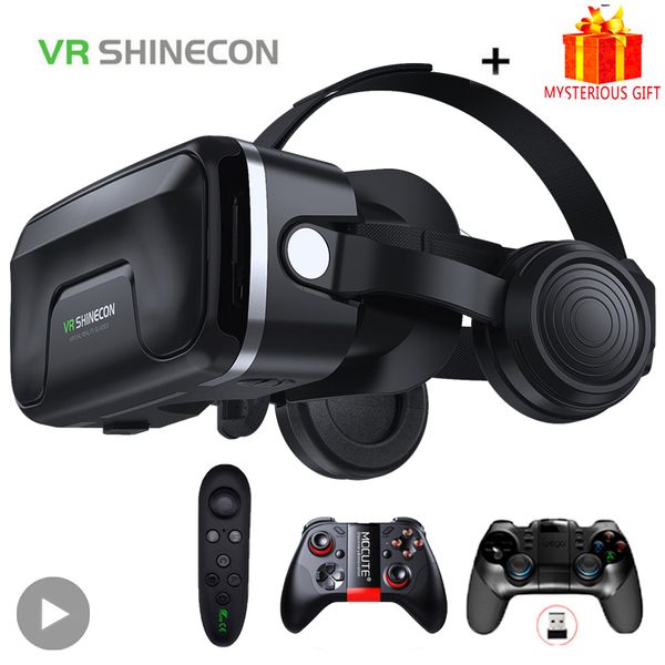 VR Lunettes Shinecon Viar 3D Réalité Virtuelle Casque Dispositifs Casque Lentilles Lunettes Smart Pour Smartphones Téléphone Avec Contrôleurs 230801