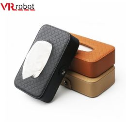 VR-robot Universele Auto Tissue Box Creatieve Lederen Servethouder Back Seat Sun Visor Organizer voor 210818