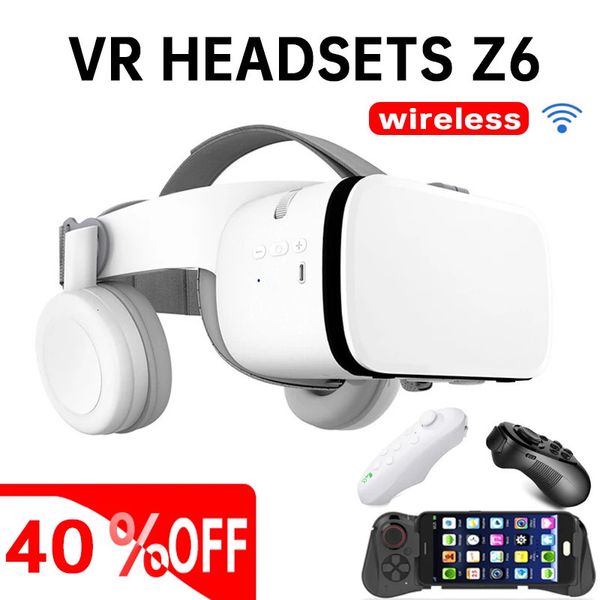 VRAR Accessorise VR Box Realidad virtual Gafas 3D Casco con auriculares para teléfonos inteligentes Teléfono celular Móvil 4.7-6.5 pulgadas Bluetooth VR Wireless Rocker 231113