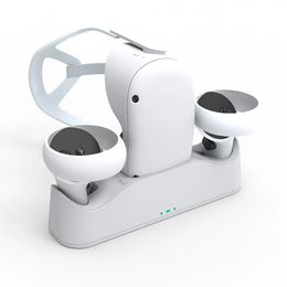 Dispositivos VRAR Estación de carga para Oculus Quest 2 VR Gafas Controlador de mango Cargador rápido Soporte Base Set para accesorios Quest2 231123