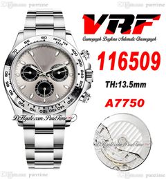 VRF 11652 A7750 Automatische chronograaf Heren Wacht Tachymeter Bezel Gray Black Stick Dial Roestvrijstalen Bracelet Super Edition dezelfde serie kaart Puretime I9