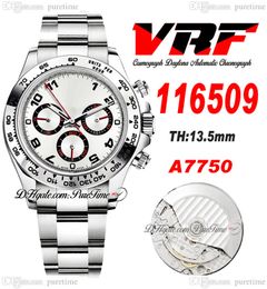 VRF 11652 A7750 Automatische chronograaf Heren Wacht Tachymeter Bezel Silver Number Dial Roestvrij staal Bracelet Super Edition dezelfde serie kaart Puretime J10