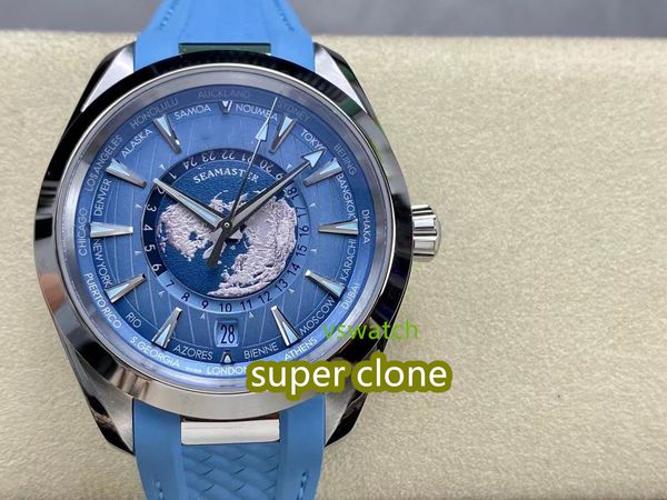 VS Factory montre Mécanique 8938 mouvement Diamètre 43MM Cadran bleu glace Bracelet en acier verre saphir Super lumineux étanche