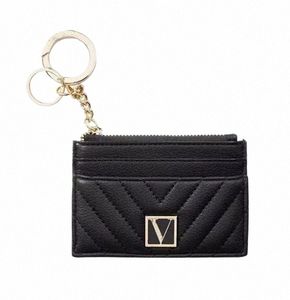 VS VS V-Quilted Black Zipper Coin Purse portefeuille portefeuille portefeuille Femme Femme Christmas Cadeau A1bo #