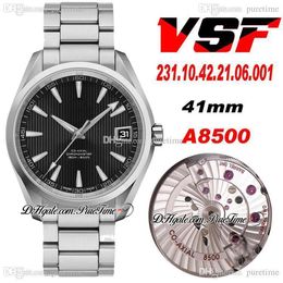 VSF Aqua Terra 150m CAL A8500 Automatische heren Wacht zwart textureerde wijzerplaat Silver Markers Roestvrij stalen armband 231.10.42.21.06.001 Super Edition Watches Puretime 08