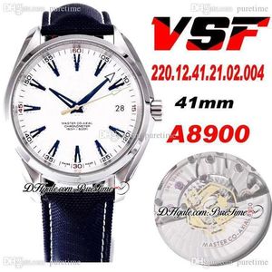 VSF Aqua Terra 150M Ryder Cup 41,5 mm CAL A8500 automatisch herenhorloge tweekleurig geelgoud golf witte wijzerplaat blauwe stok nylon 220 12 4308W