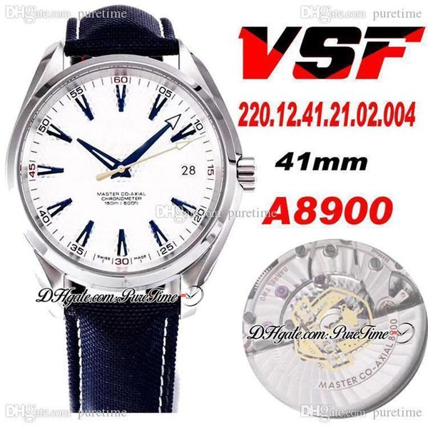 VSF Aqua Terra 150M Ryder Cup 41 5mm CAL A8500 Reloj automático para hombre Dos tonos Oro amarillo Golf Esfera blanca Palo azul Nylon 220 12 4301U