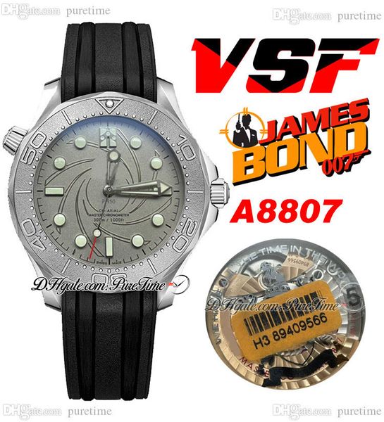 VSF Diver 300m Nekton A8807 Automatic Mens Watch 007 Gris Texture Dial Black Rubber Strap 210.30.42.20.01.002 Super Edition Puretime 21b2