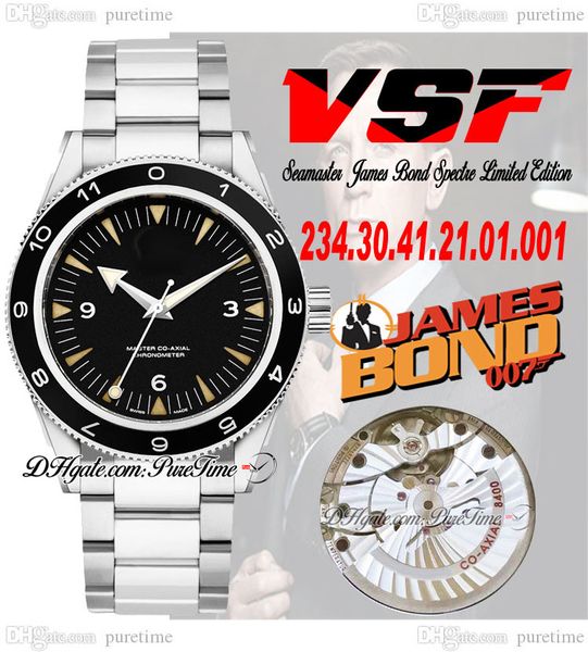 VSF Drive 300M Spectre A8400 Reloj automático para hombre V2 Edición limitada Bisel de cerámica Esfera negra Pulsera de acero inoxidable 234.30.41.21.01.001 Super versión Puretime A1