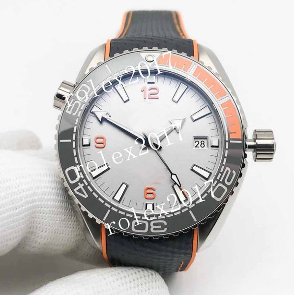 VSF Factory Movimiento automático para hombre Ocean 600m 43,5 mm Esfera gris titanio con bisel de cerámica gris liso SS 8900 Nylon en relojes de pulsera de caucho revestido gris