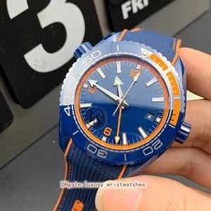 VSF Perfect Men Watch 215.92.46.22.03.001 Blue Ceramics 45.MM Waterdichte ETA 8906 Beweging Rubberen bands Strap terug transparante automatische mechanische heren polshorloges