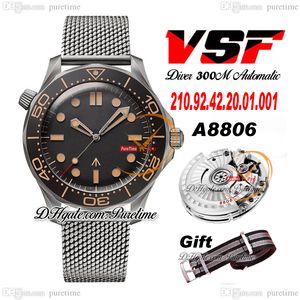 VSF V2 Diver 300M A8806 Reloj automático para hombre Bisel de cerámica Caja de titanio real Esfera negra Correa de malla 210.90.42.20.01.001 Super Edition Relojes Reloj Hombre Puretime B2