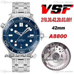 VSF V2 DIVER 300M A8800 Automatische heren Watch Ceramics Bezel Blue Texture Dial Stainless Steel Bracelet 210.30.42.20.03.001 Super Edition Puretime 10A1