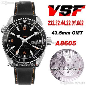 VSF V2 DIVER 600M GMT 43,5 mm A8605 Automatische heren Watch Ceramics Bezel Black Dial Orange Markers Rubber Trap 232.32.44.22.01.002 Super Edition Watches Puretime 01B2