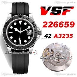VSF Y-M 42 226659 VS3235 Reloj automático para hombre Caja de acero con bisel de cerámica 3D Esfera negra Correa de caucho OysterFlex Super Edition Tarjeta de la misma serie Puretime