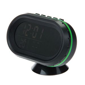 VST-7009V Multi-Fonctionnel Voiture Électronique Horloge Thermomètre Voltmètre Avec Veilleuses Écran En Verre Noir - Vert Black258N