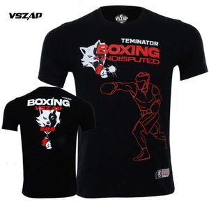VSZAP Boxer manches courtes Fiess pur coton T-shirt été MMA entraînement élastique combat Sanda haut de sport