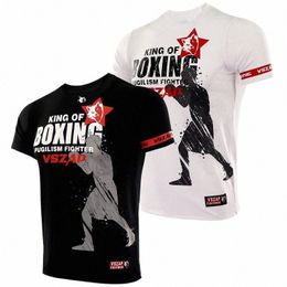 vszap Boxing King Mma Camiseta ajustada grande Verano Sanda Judo Fitn Running Entrenamiento Camiseta de manga corta 3D Fitn Top S-4XL L2ZL #