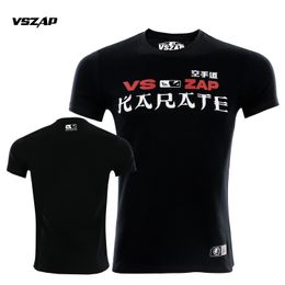 VSZAP Vechten Fitness Top Sport Muay Thai Karate Bedrukt T-shirt Puur katoen Taekwondo Vrije tijd Korte mouwen