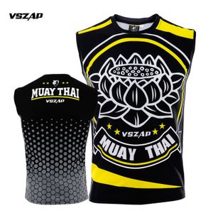 VSZAP Lotus Training Tanktop Mouwloos MMA Sport Korte mouw Heren Fitness Elastisch Muay Thai T-shirt Vechten Sneldrogend Sportvissen Voor buiten