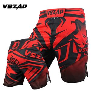 VSZAP Muay Thai vêtements rouge court Mma Shorts de sport entraînement Boxer Shorts Sanda respirant coton lâche Boxe Boxe 240119