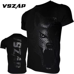 VSZAP Tattico Jujitsu MMA Thai Fiess Training T-shirt da boxe Taekwondo da uomo in cotone a maniche corte