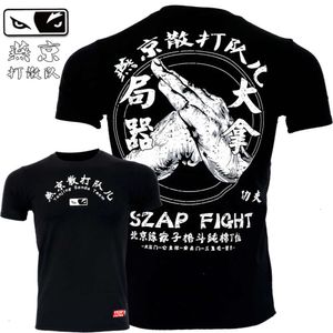 VSZAP Tattiche MMA Thai Boxe Lotta Palestra Allenamento T-shirt Manica Corta In Cotone Cinese Sanda Taekwondo Jujitsu Camicia