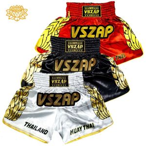 Vszap short d'entraînement thaïlandais Lotus Tiger combat boxe MMA Sanda Fiess sport loisirs pantalon de broderie