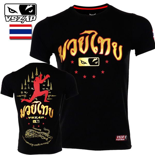 VSZAP Tiger Muay Thai maillots de boxe MMA maillots de gymnastique t-shirt combat combat Arts martiaux Fitness entraînement hommes Homme