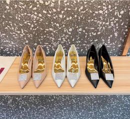 VT topkwaliteit luxe ontwerper echte lederen formele schoenen, hoge hakken, diamanten bezaaide sandalen, veelzijdige damesschoenen, os -serie fabrieksschoenen