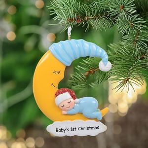 Vtop Natal Baby First Polyrésine Suspendue Ornements d'arbre de Noël à Paillettes personnalisés pour Les Cadeaux de Vacances du Nouvel An Décoration de la Maison234g