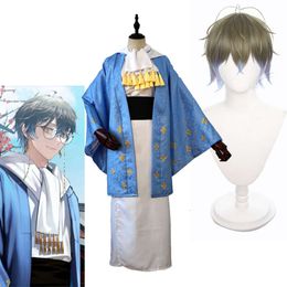 Vtuber Ike Eveland Cosplay Kimono ensembles Youtuber Nijisanji EN Luxiem adulte Anime Costume suédois chérie perruque accessoires