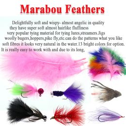 Vtwins 10-18cm premium coloré naturel long marabou plume mouche à attacher des leurres streamer jig bogue laineux sangsue