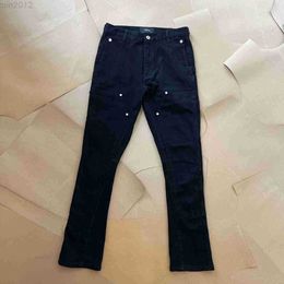 Vujadess Zip Micro Élastique Flare Denim Workwear Designer Pantalon Zipper Noir Marron Kenijima Même Style