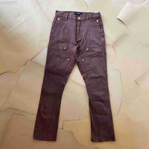 vujadess Zip Micro Élastique Flare Denim Workwear Designer Pantalon Zipper Noir Marron Kenijima Même Style casseroles