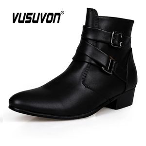 Vusuvon Fashion Men Spring Automne pointu pointe hauteur augmentation