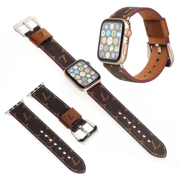 Bracelet de montre Apple de luxe Bracelet de montre en cuir véritable de luxe pour Apple Watch série 8 9 4 5 6 7 bandes 49 mm 38 mm 42 mm 44 mm 45 mm bracelet iwatch original monogramme ap bracelets de montre