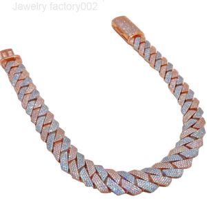 VVS Diamond Custom 4 lignes écrasées Iced Out Moisanite Cuban Link Chain 12 mm 14 mm 18 mm 20 mm Collier Hip Hop Vieam Fabricant