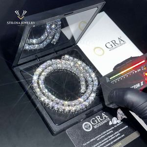 VVS Moissanite Diamond 2mm-10 mm Fijne sieraden Hip Hop 925 Zilver Iced Out Tennis Chain armband ketting voor mannen vrouwen
