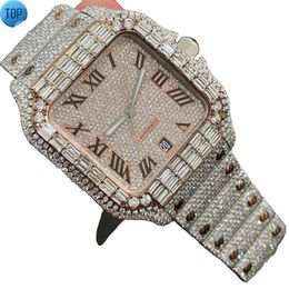 VVS Moissanite diamant mouvement automatique glacé montre de luxe à la main pour hommes entièrement glacé diamant Hip Hop montre