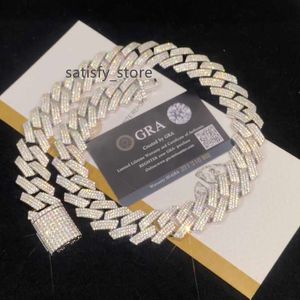 VVS Moissanite Diamond CZ 925 Sterling Silver Brass Cuban Link Chain Necklace Iced Out Custom Miami Cuban Link Chain for Men