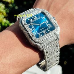 VVS Moissanite diamant Hip Hop montre en acier inoxydable taille à la main réglage montre de luxe hommes haute qualité montre de luxe