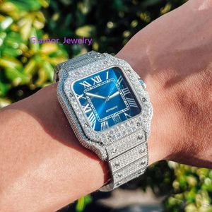 VVS Moissanite Diamond Hip Hop Watch roestvrijstalen taille handgemaakte instelling Quartz -horloges