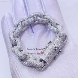 Vvs Moissanite Diamond Iced Out Hip Hop Hombres Plata 925 Rolo Link Pulsera