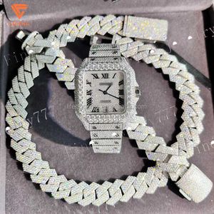 VVS Moissanite Diamond ingelegde IJs Watch -horloge Men Sieraden Datum Mechanische horloges Diamond luxe sieraden