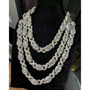 VVS Moissanite Diamond S925 Sterling Silver Cuban Link Chain Necklace Iced Out Diamond Cuban Link Chain for Men