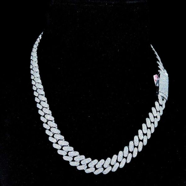 Vvs Moisanite Diamond Sterling Sier Ice Out Collier Miami Cuban Link Chain Men's Women 