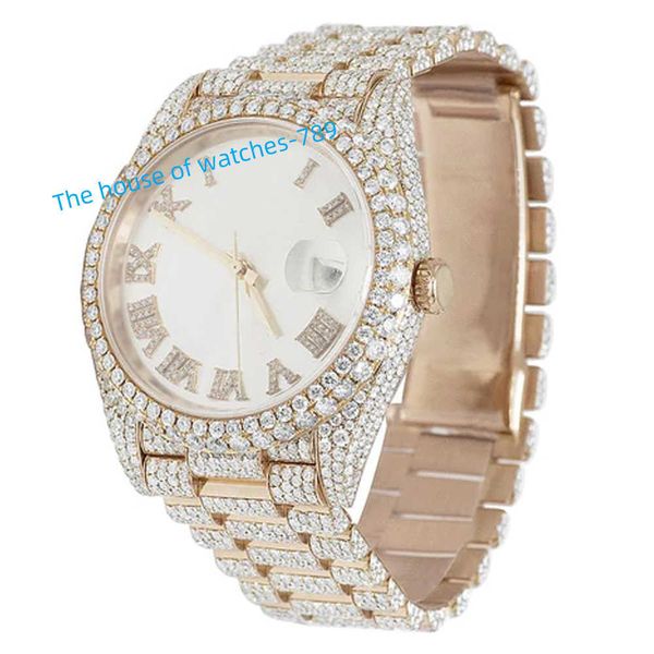 VVS Moissanite montre mécanique Pass diamant testeur Gra certifié Baguette plaqué or glacé montre de luxe