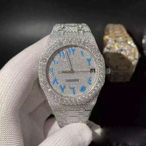 VVS Moissanite herenhorloge Automatisch Sier diamanten passeren tt Topkwaliteit ETA uurwerk 904L roestvrij staal ijskoude saffier horlogeAUUT7ZMP