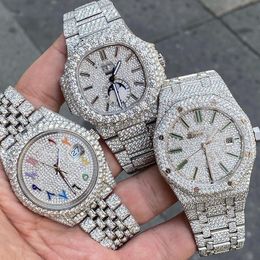 VVS Moissanite Herenhorloge Montre Luxe Origineel Audemar Pigeut Volledig Iced out Diamond Watch Rainbow Dial Designer Horloges Hoge kwaliteit luxe horloge Dhgate Nieuw